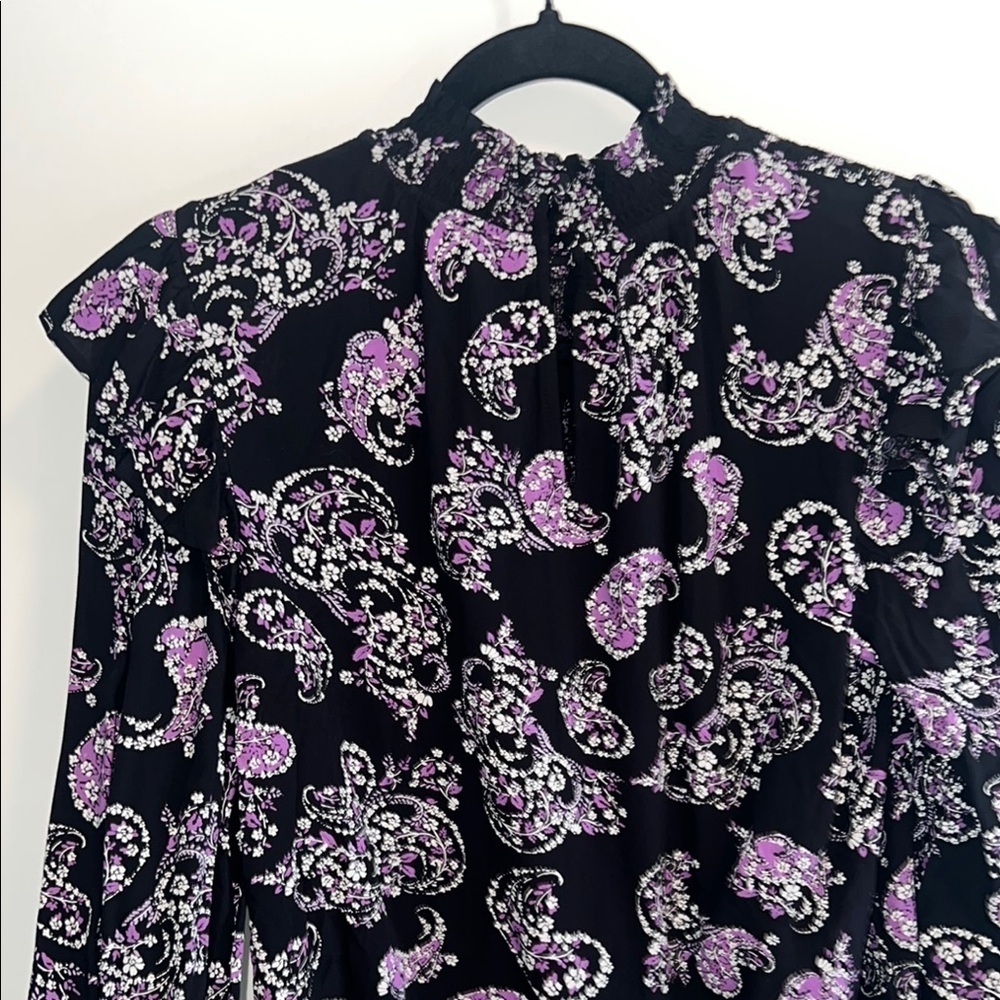 LOFT Black and Purple Paisley Women's Top - size small - Picture 6 of 10